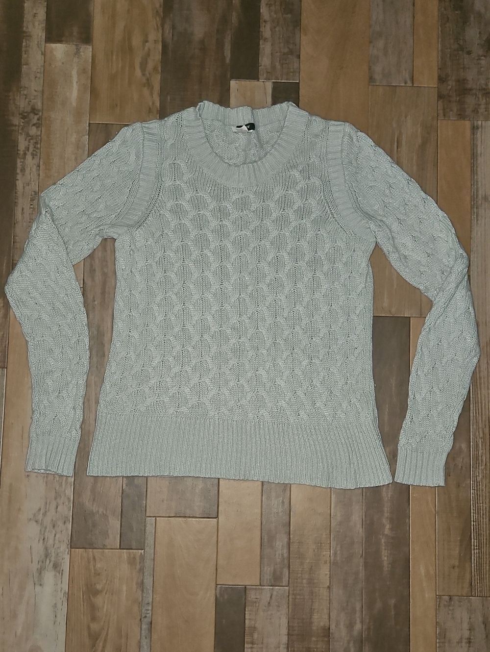 J. Crew Pale Blue Cable Knit Crewneck Sweater